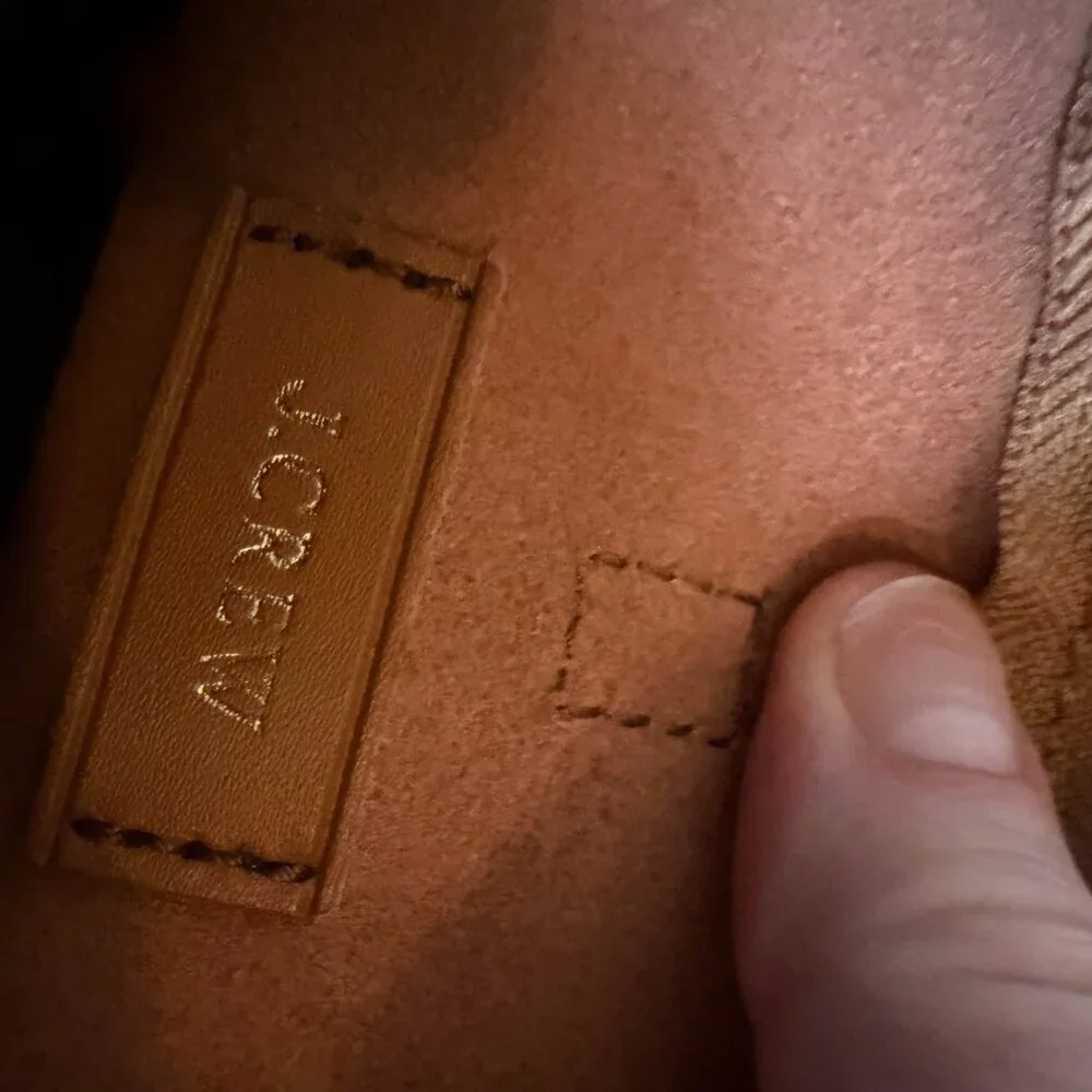 J. Crew Ryann Smooth Leather Crossbody Bag Purse Minimalist Tan Camel